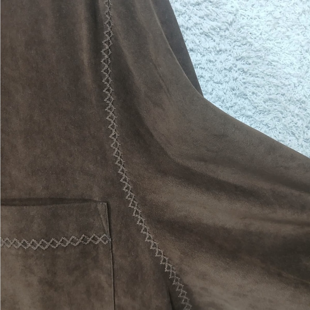 Westbound Brown Faux Suede Feel Longline Shirt Jacket Size XL - Picture 5 of 14